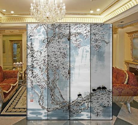 田园客厅 玄关隔断屏风 时尚古香古色 山水画