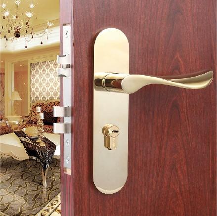 手锁把手 纯铜锁芯门锁PVD金色