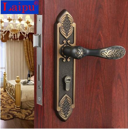 执手锁具房门锁 黑古铜象牙白门锁