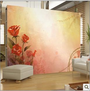 现代简约玫瑰花大型壁画