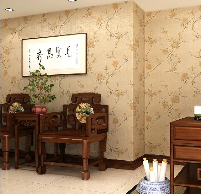 本木墙纸中国风式田园壁纸无纺布