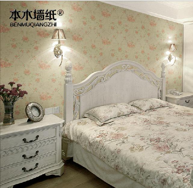 墙纸 卧室温馨中式田园风玫瑰花墙纸 