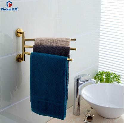  全铜毛巾架 活动三杆 旋转毛巾杆 卫浴挂件