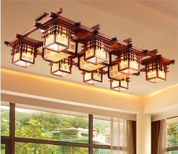 古御堂 田园木艺羊皮吸顶灯 客厅灯 餐厅灯 卧室灯