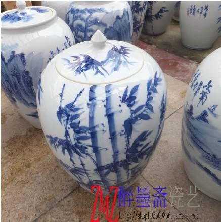 景德镇陶瓷器青花米缸50-100斤