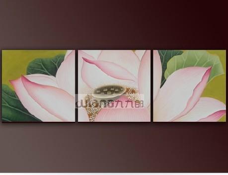 九九郎油画9569工笔荷花 装饰花卉画现代厚笔触家