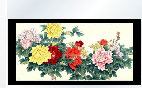 九九郎油画3874手绘工笔画 牡丹无框画 客厅装饰