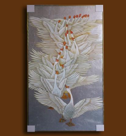 九九郎油画095银箔动物 工笔动物装饰家居客厅酒吧