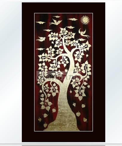 九九郎油画9069金箔抽象风景金色发财树无框装饰挂