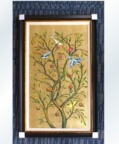 九九郎油画 现货-003金箔花卉 有框装饰画家居酒