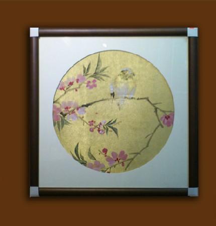 九九郎油画 现货-085手绘金箔花卉 有框装饰家居