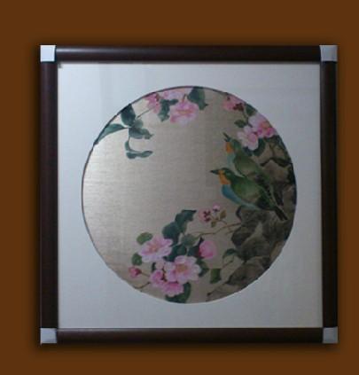 九九郎油画 现货-083手绘金箔花鸟 国画风格花卉