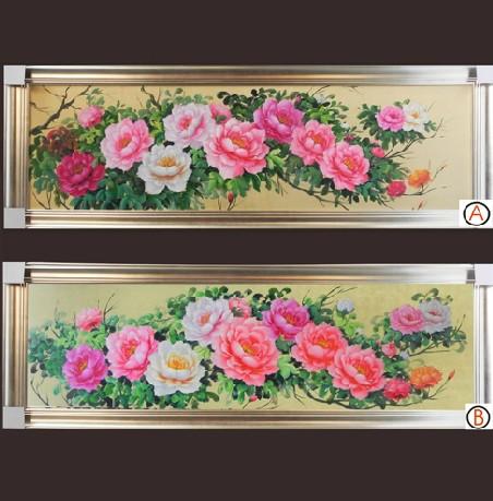 九九郎油画092金箔花卉油画 写意牡丹 客厅餐厅装