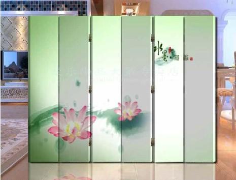 改善风水 办公酒店 木质隔断玄关 （水墨莲花）