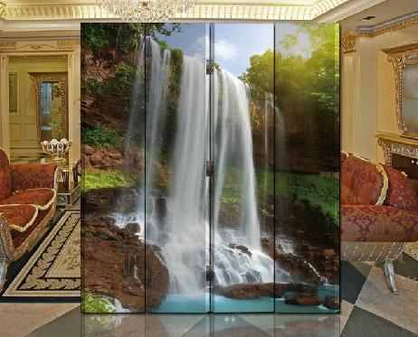 逼真山水画 四扇双面防水屏风 客厅 卧室 玄关 隔