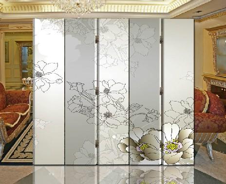 艺术玄关门 五扇实木屏风 时尚客厅办公隔断装饰