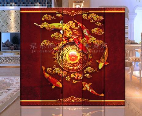 装饰实木折叠屏风 家居玄关隔断办公酒店 富贵有余