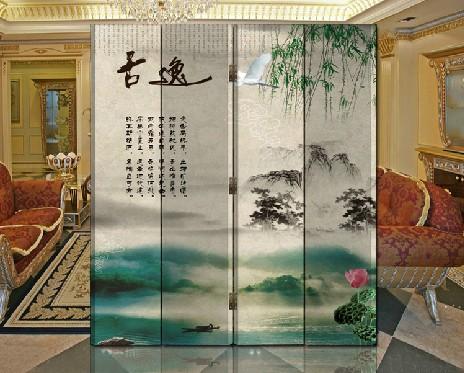 简约现代 实木双面折叠 办公 客厅 玄关屏风隔断 