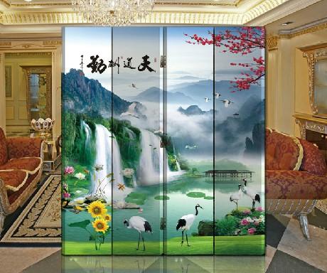 四扇双面防水 时尚客厅办公 中式田园玄关屏风隔断