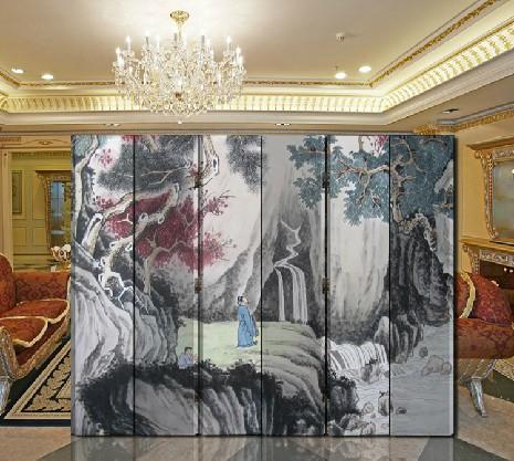 中式复古 实木折叠屏风 办公酒店 玄关隔断装饰