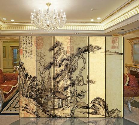 现代中式 实木双面屏风 时尚客厅书房 玄关隔断