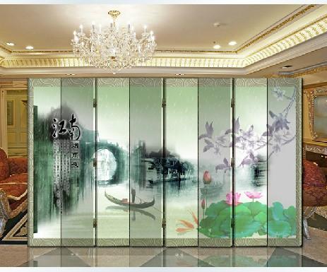 实木折叠屏风隔断 办公酒店装饰玄关门 江南