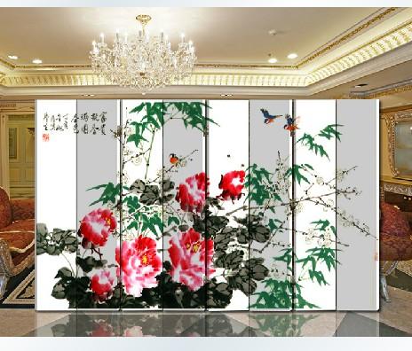  中式艺术 实木折叠屏风 办公酒店 玄关隔断装饰