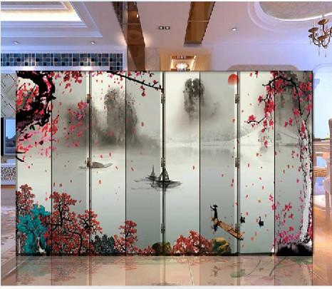  时尚田园屏风 隔断 双面布艺 玄关酒店屏风