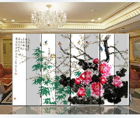 中式现代 实木折叠屏风 办公酒店 玄关隔断装饰