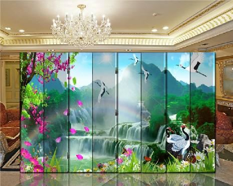 双面实木 折叠屏风 客厅办公装饰 玄关门隔断