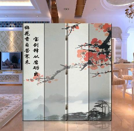 双面实木折叠屏风 中式客厅办公玄关隔断