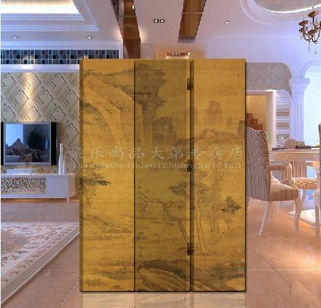 办公隔断 中式屏风 居家实木 折屏（古韵山水）