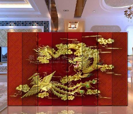 韩式屏风 玄关隔断 客厅 家居 屏风（龙凤呈祥）