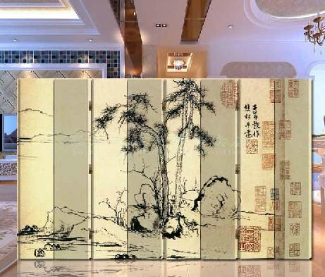 风景山水屏风隔断玄关门 8扇 家居客厅酒店 古韵松