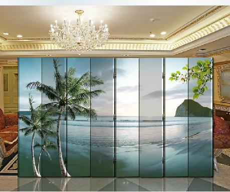 玄关屏风隔断 时尚实木折叠屏风 办公酒店装饰