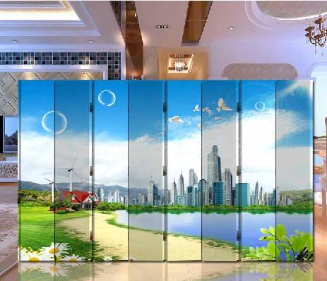 现代屏风玄关隔断 8扇 装饰客厅家居酒店 晴空