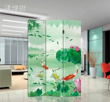 防水鱼图屏风简约现代办公落地折屏 3006