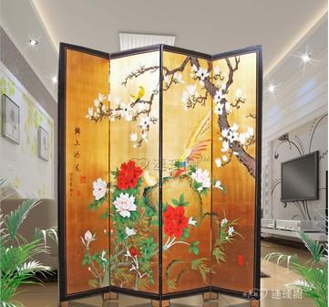 公时尚家居实木高档漆面手绘屏风qh4019