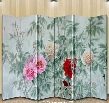 隔断屏风 玄关实木屏风 牡丹 lls_613