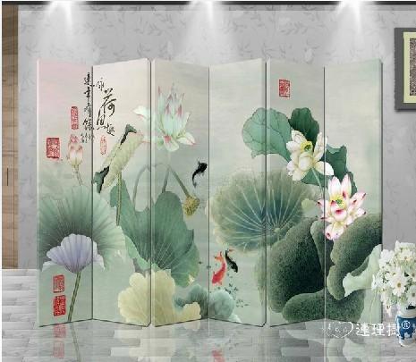 可折叠6扇实木框架屏风 时尚办公p6246