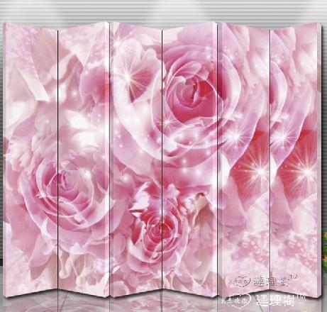 实木框架屏风隔断 梦幻玫瑰llsA120117