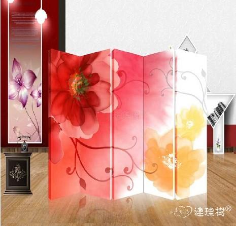 唯美图案双面屏风隔断 实木 布饰面p5135