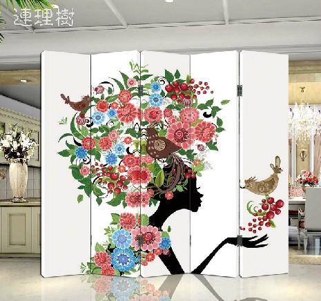 实木欧式玄关时尚家居布饰面屏风 p05010