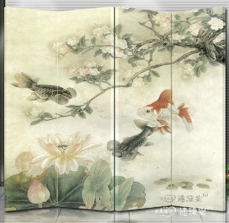 实木现代双面折屏办公室屏风玄关 lo80