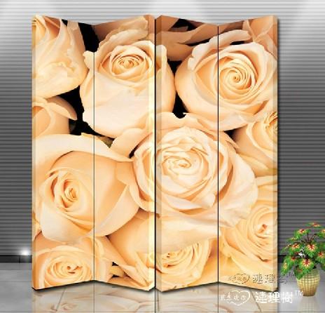 花卉杉木隔断 办公室内隔断 双面折屏