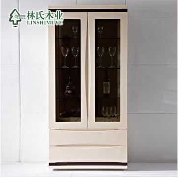 林氏木业现代时尚玻璃酒柜 简约烤漆陈列柜装饰柜