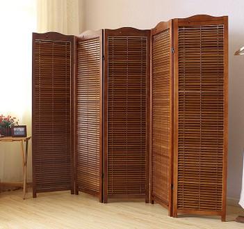 弯曲百叶实木屏风 家居酒店办公高档隔断