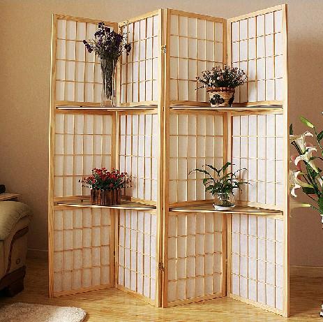 俩层隔板可置物无纺布实木屏风 家居办公隔断