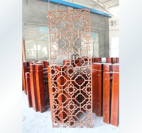 镂空雕花隔断墙吊顶屏风玄关中欧式电视背景墙