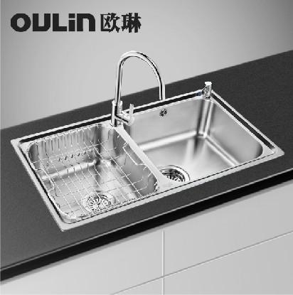  304不锈钢水槽加厚双槽套餐 含龙头